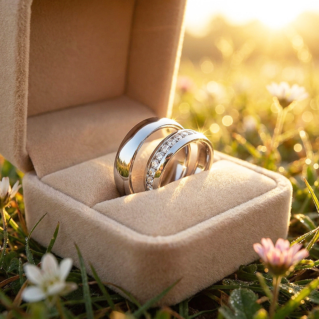 Aiko | High-Polished Classic Dome and Channel-Set Wedding Band