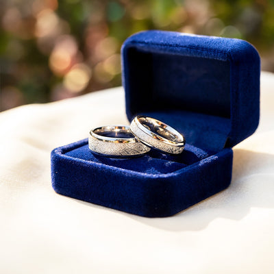 Asteroid | Tungsten Couple Rings | Silver Wedding Bands
