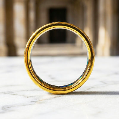 Aureus Opal Hammered Gold Opal Inlay Tungsten Carbide Ring | Men's Ring