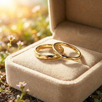 Aurist | Faceted Tungsten Couple Rings | Wedding Bands