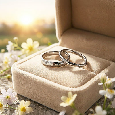 Aurist | Faceted Tungsten Couple Rings | Wedding Bands