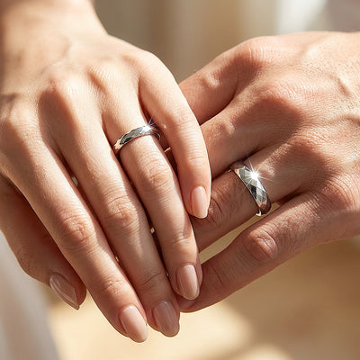 Aurist | Faceted Tungsten Couple Rings | Wedding Bands