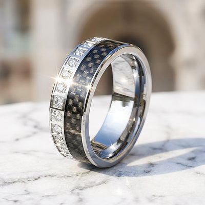 Bentley Carbon Fiber Tungsten Carbide Ring | Men's Ring