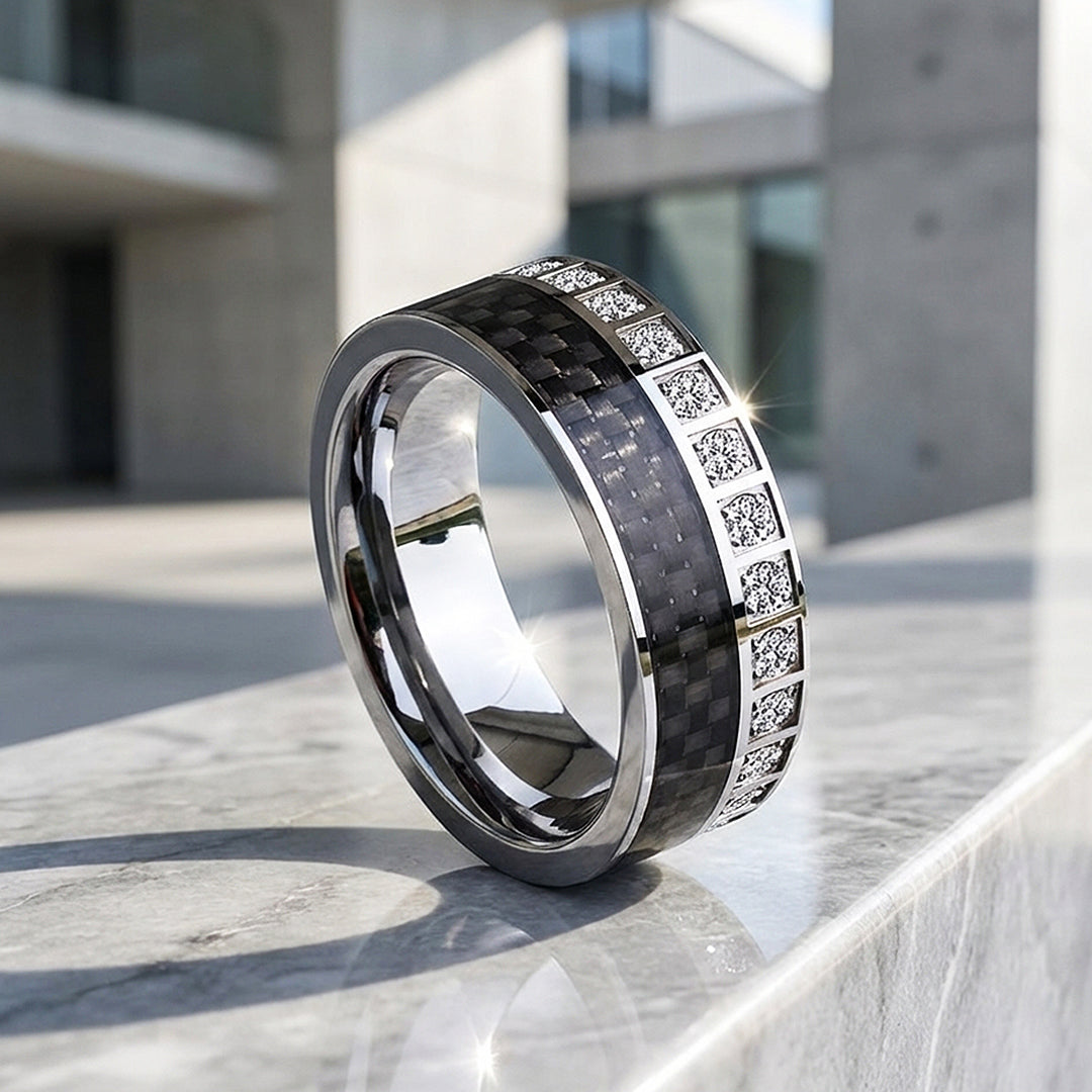 Bentley Carbon Fiber Tungsten Carbide Ring | Men's Ring