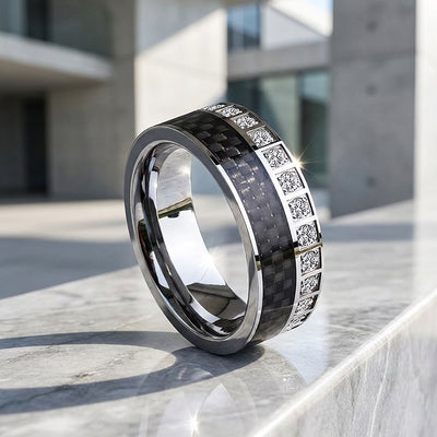 Bentley Carbon Fiber Tungsten Carbide Ring | Men's Ring