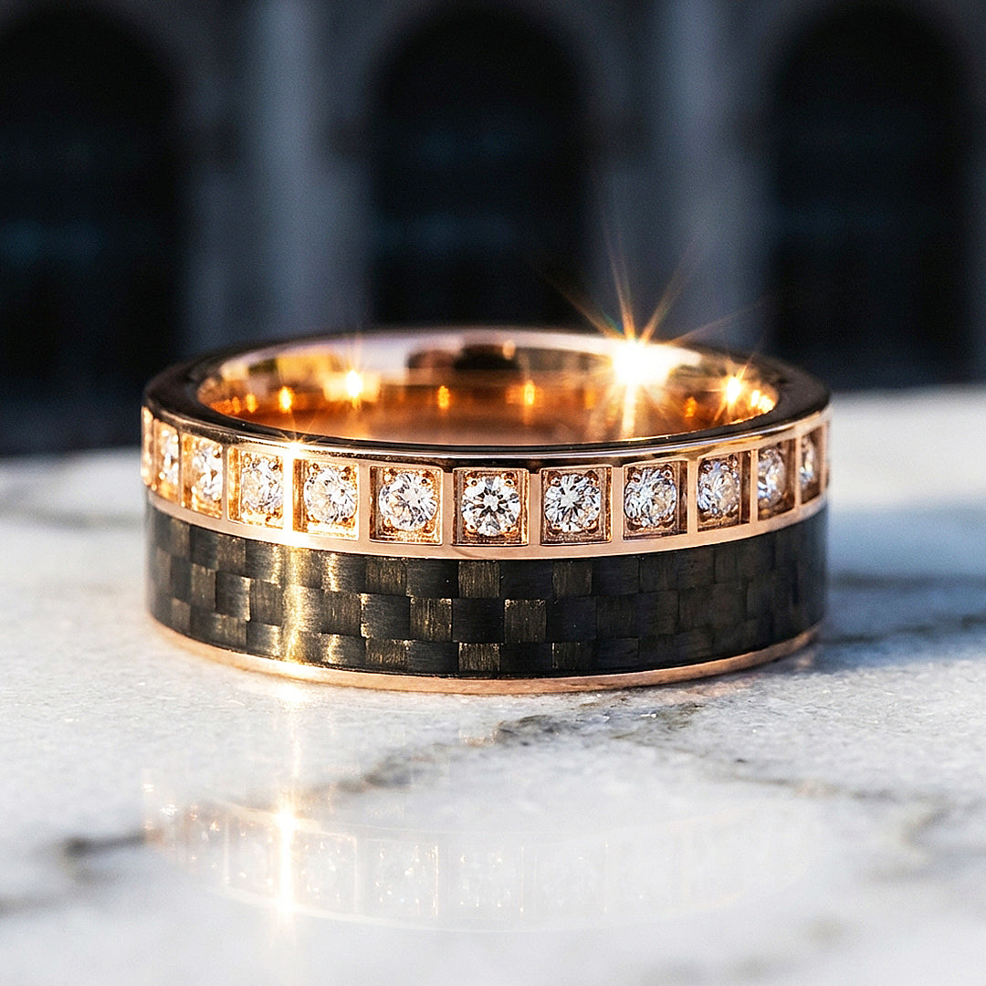 Bentley Carbon Fiber Tungsten Carbide Ring | Men's Ring