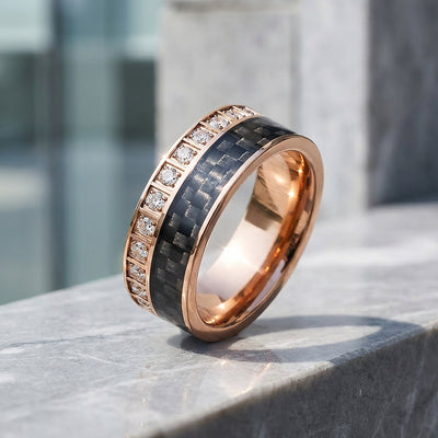 Bentley Carbon Fiber Tungsten Carbide Ring | Men's Ring