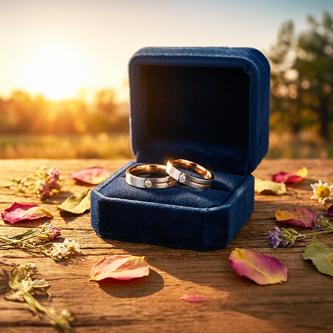 Butterscotch | Tungsten Couple Rings | Rose Gold Wedding Bands