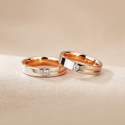 Butterscotch | Tungsten Couple Rings | Rose Gold Wedding Bands