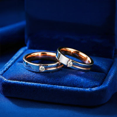 Butterscotch | Tungsten Couple Rings | Rose Gold Wedding Bands