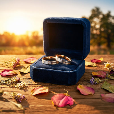 Butterscotch | Tungsten Couple Rings | Rose Gold Wedding Bands