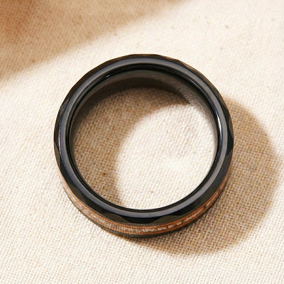 Canyon Grain Hammered Wood Tungsten Carbide Ring | Men's Ring