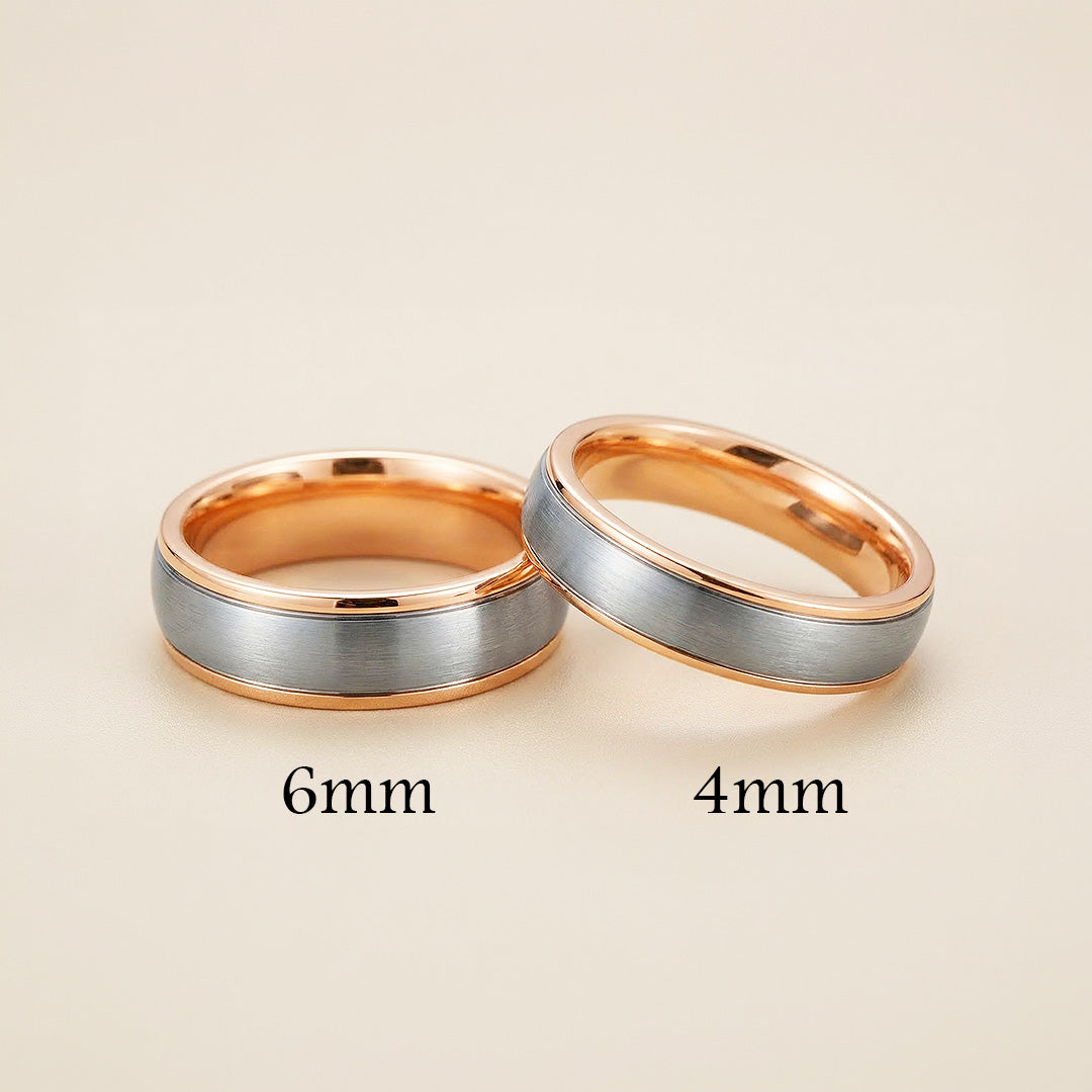 Celest Rose | Tungsten Couple Rings | Silver Wedding Bands