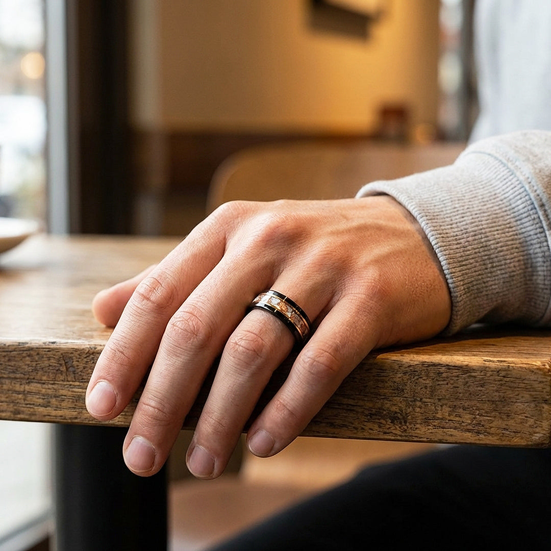 Chasm Opal Black Tungsten Carbide Ring | Men's Ring