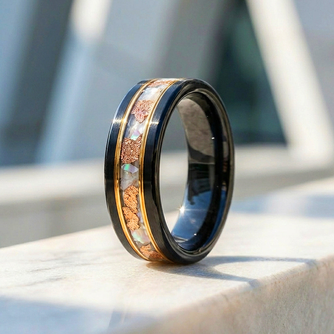 Chasm Opal Black Tungsten Carbide Ring | Men's Ring