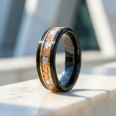 Chasm Opal Black Tungsten Carbide Ring | Men's Ring
