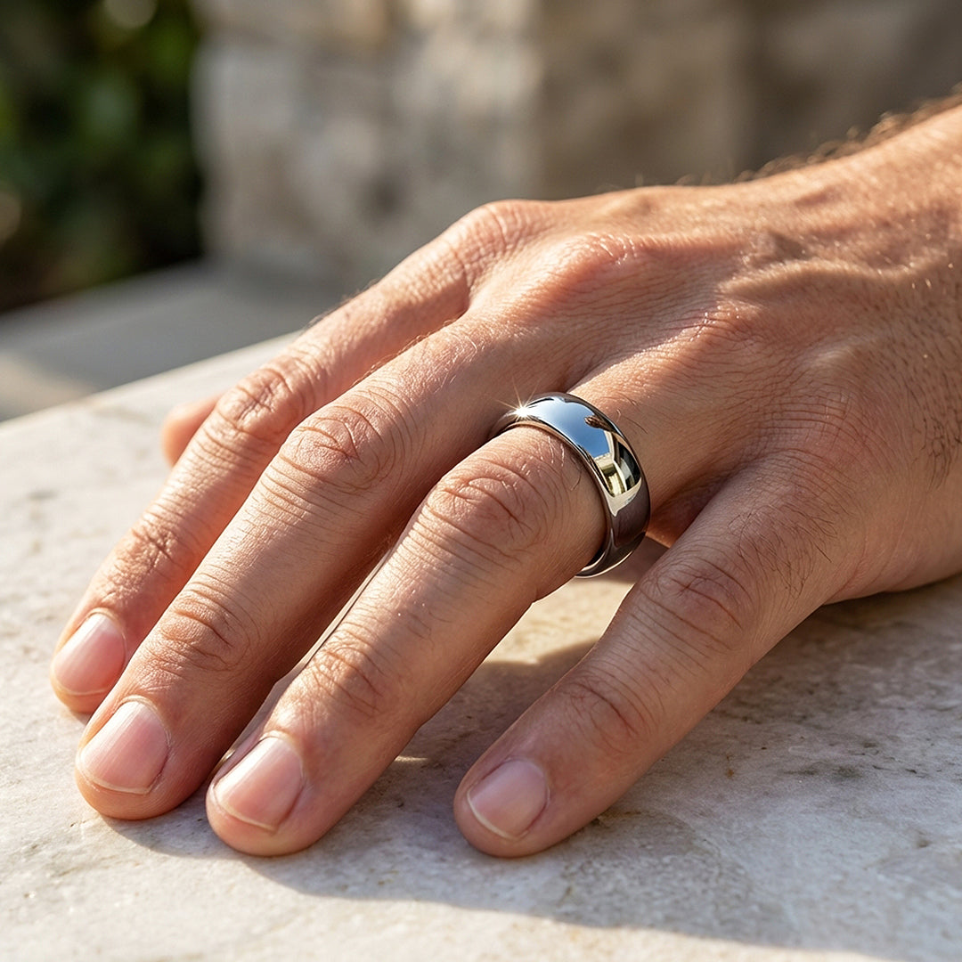 Classic Silver | Polished Tungsten Carbide Ring | Men's Ring