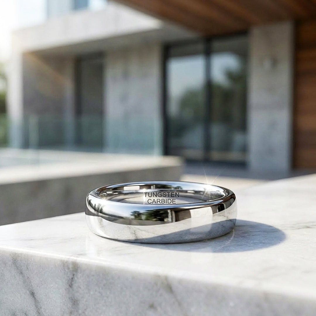Classic Silver | Polished Tungsten Carbide Ring | Men's Ring