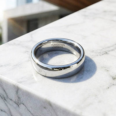 Classic Silver | Polished Tungsten Carbide Ring | Men's Ring