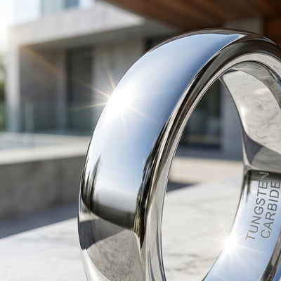 Classic Silver | Polished Tungsten Carbide Ring | Men's Ring