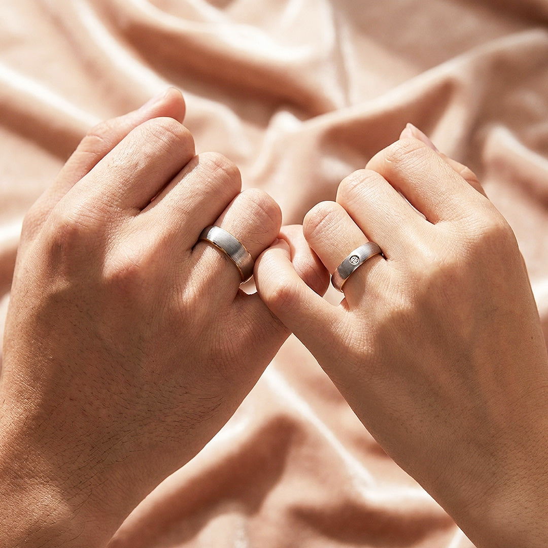 Cleon | Tungsten Couple Rings | Silver and Gold Wedding Bands