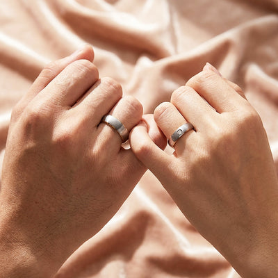 Cleon | Tungsten Couple Rings | Silver and Gold Wedding Bands