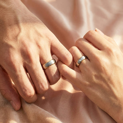 Cleon | Tungsten Couple Rings | Silver and Gold Wedding Bands