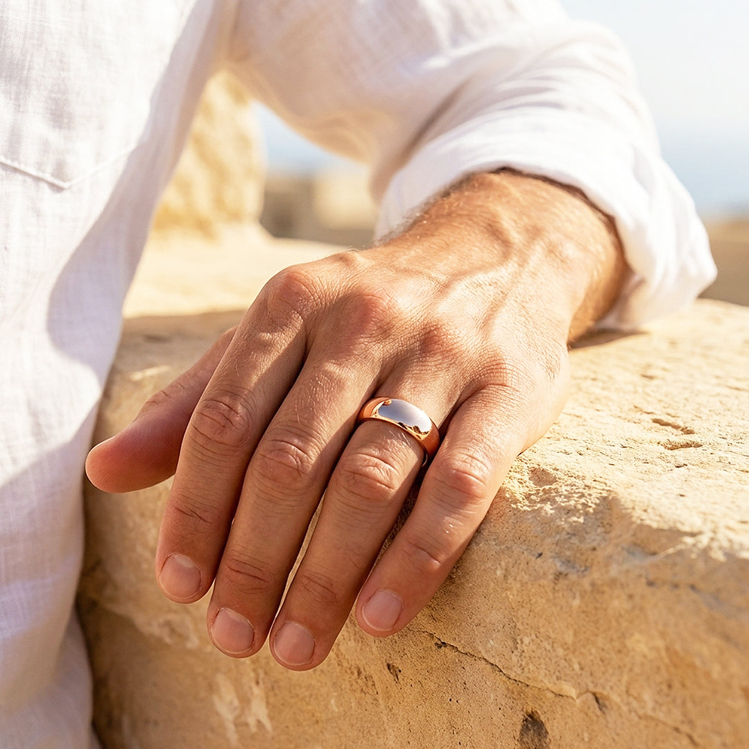 Clint | High Polish Rose Gold Dome Profile Tungsten Carbide | Men's Ring