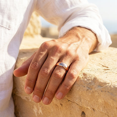 Clint | High Polish Rose Gold Dome Profile Tungsten Carbide | Men's Ring
