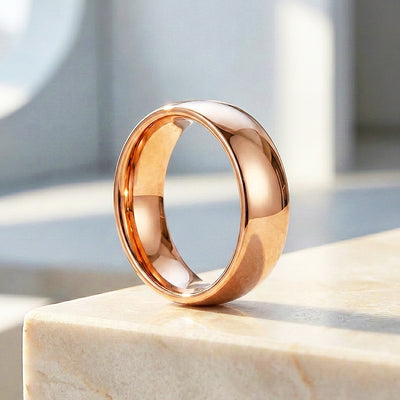 Clint | High Polish Rose Gold Dome Profile Tungsten Carbide | Men's Ring