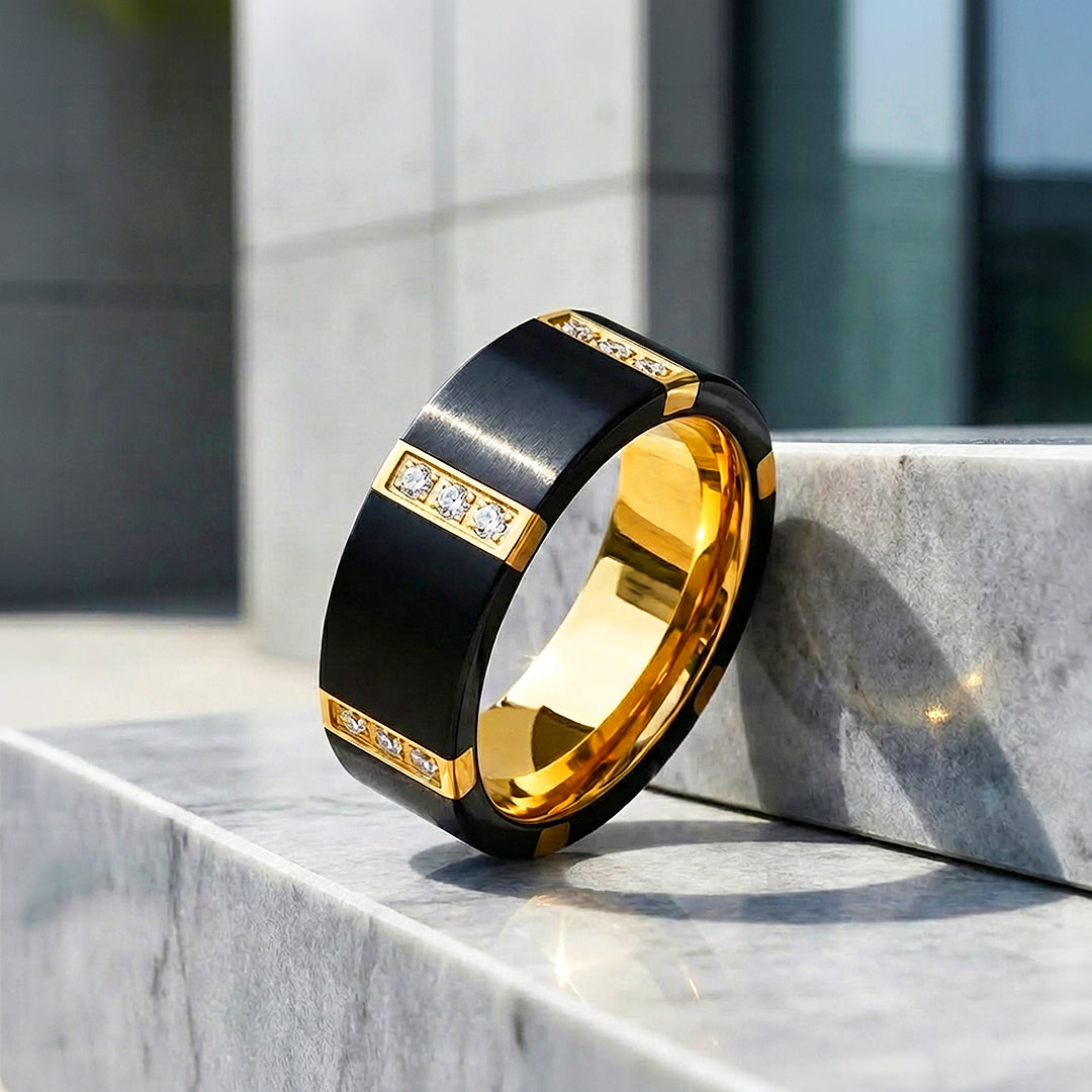 Conrad Brushed Gold Tungsten Carbide Ring | Men's Ring
