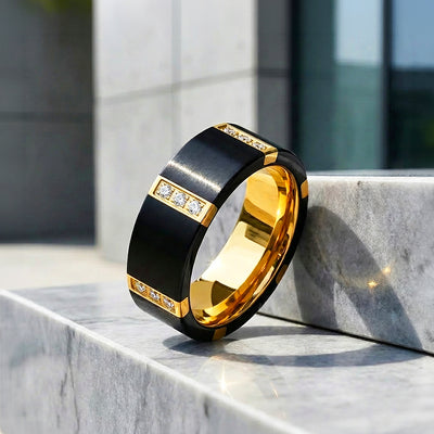 Conrad Brushed Gold Tungsten Carbide Ring | Men's Ring