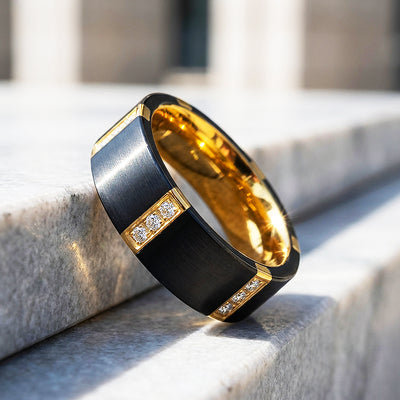 Conrad Brushed Gold Tungsten Carbide Ring | Men's Ring