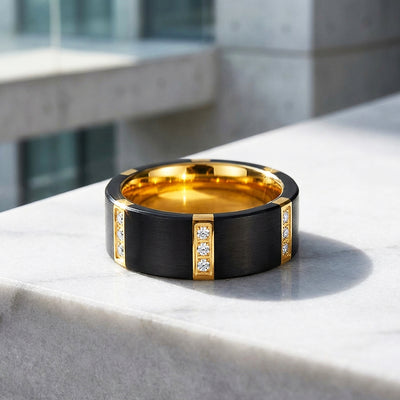 Conrad Brushed Gold Tungsten Carbide Ring | Men's Ring