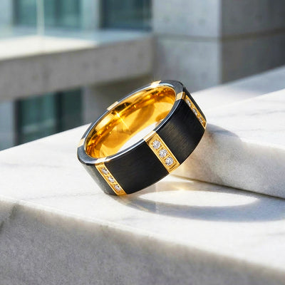 Conrad Brushed Gold Tungsten Carbide Ring | Men's Ring