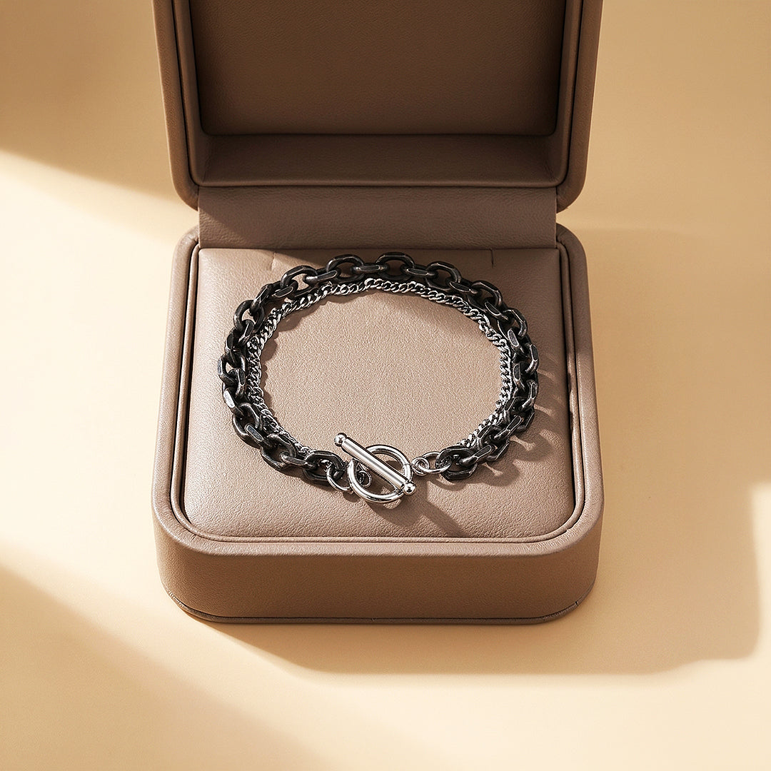 Convivial Steel | Men's Double Layer Chain Bracelet