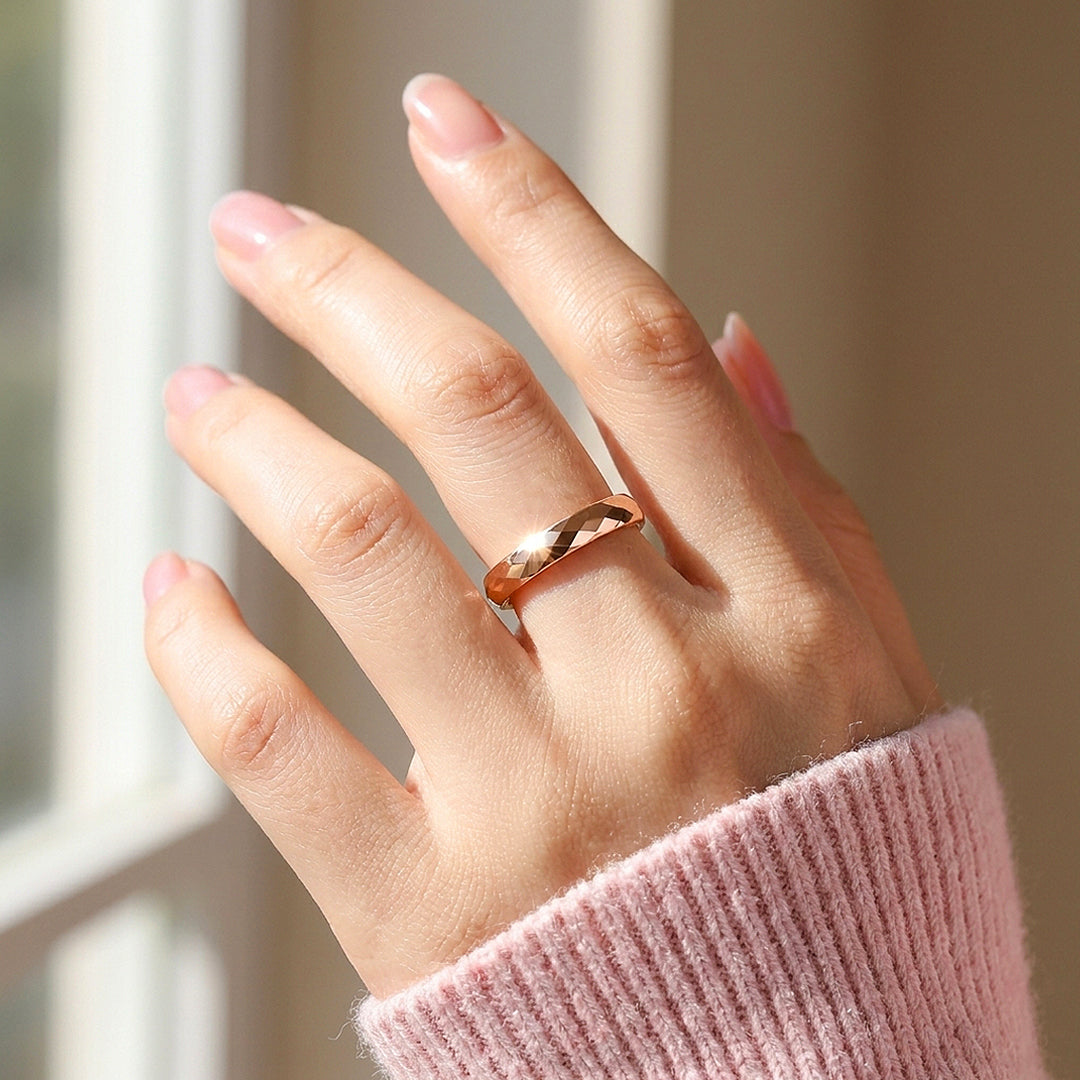 Cuppycake | Faceted Rose Gold Tungsten Carbide