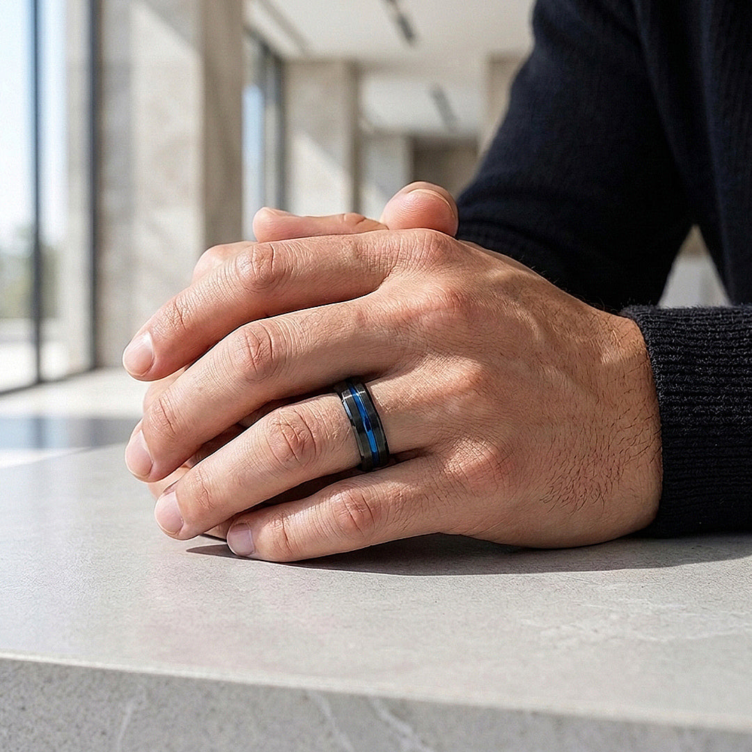 Earric | Brushed Channel Tungsten Carbide Ring | Men's Ring