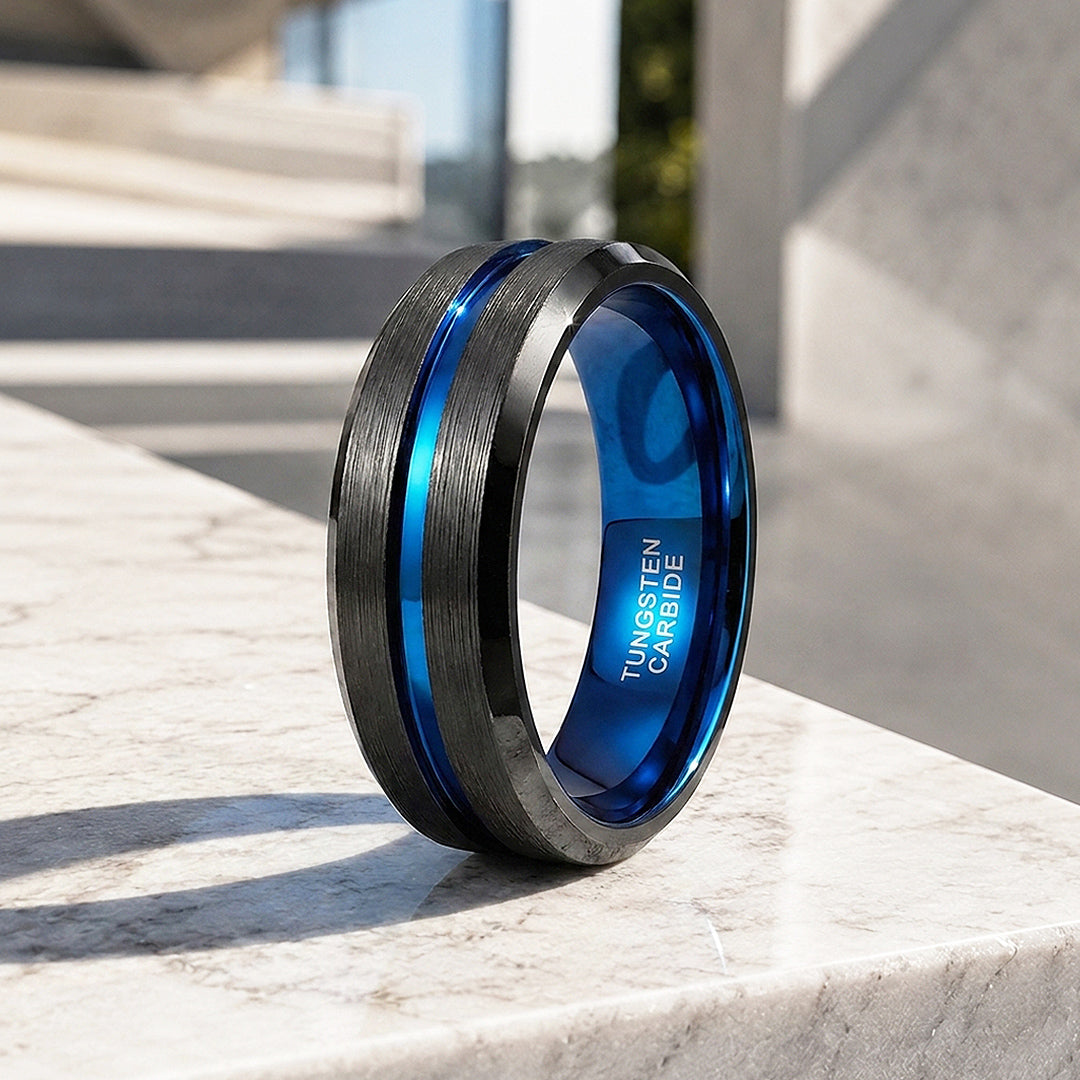 Earric | Brushed Channel Tungsten Carbide Ring | Men's Ring