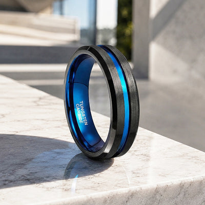 Earric | Brushed Channel Tungsten Carbide Ring | Men's Ring