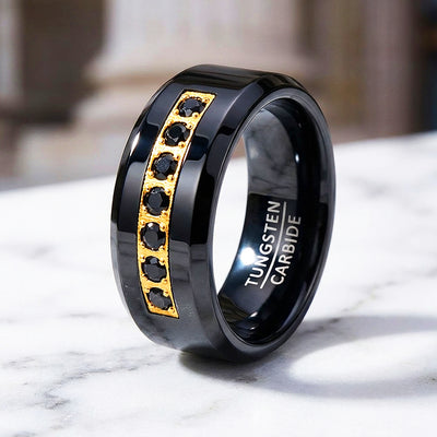 Ebonite Polished Black Tungsten Carbide Ring | Men's Ring