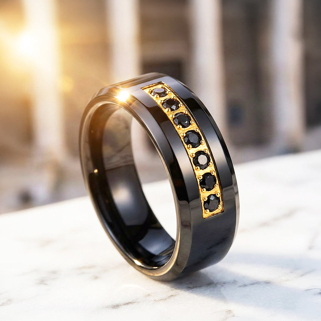 Ebonite Polished Black Tungsten Carbide Ring | Men's Ring