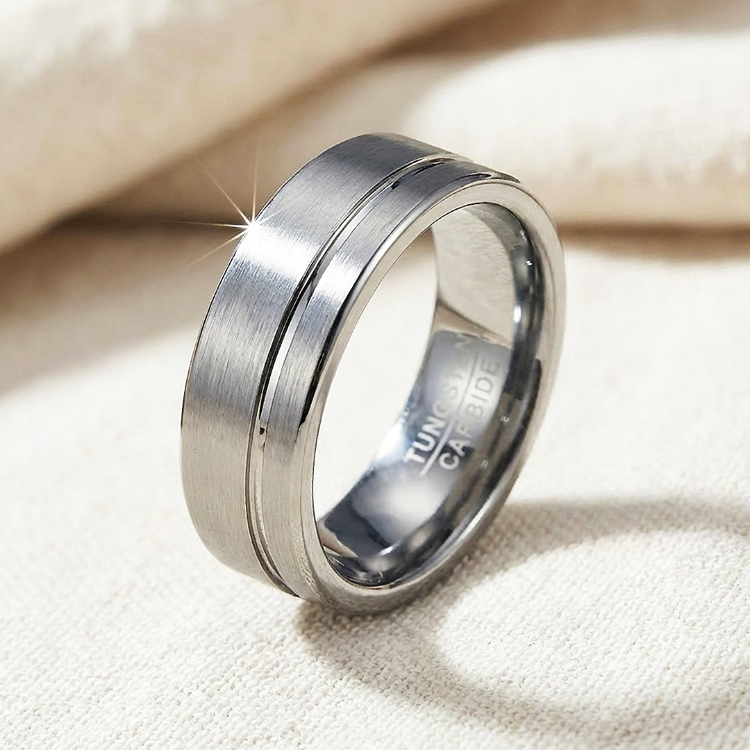 Edge Brushed Tungsten Carbide Ring | Men's Ring