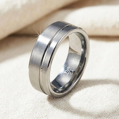 Edge Brushed Tungsten Carbide Ring | Men's Ring