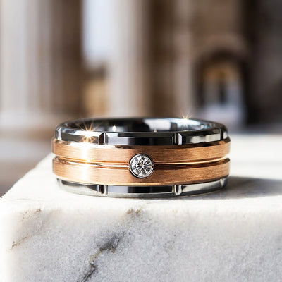 Ekon Rose Gold Two-Tone Tungsten Carbide Ring | Men's Ring