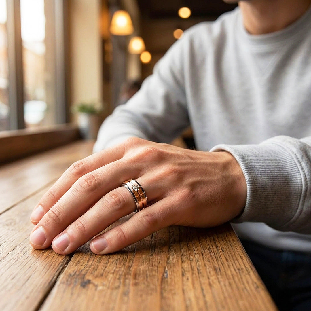 Ekon Rose Gold Two-Tone Tungsten Carbide Ring | Men's Ring