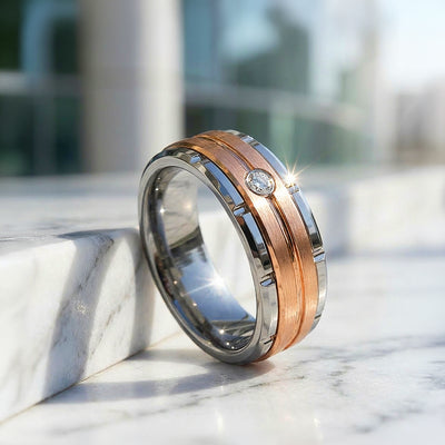 Ekon Rose Gold Two-Tone Tungsten Carbide Ring | Men's Ring