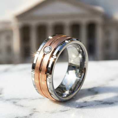 Ekon Rose Gold Two-Tone Tungsten Carbide Ring | Men's Ring
