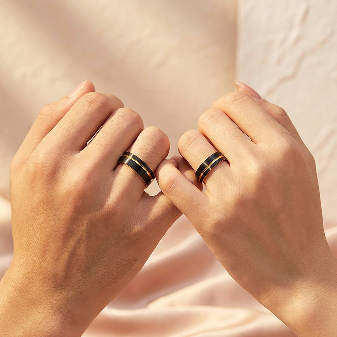 Emmove | Tungsten Couple Rings | Black Wedding Bands