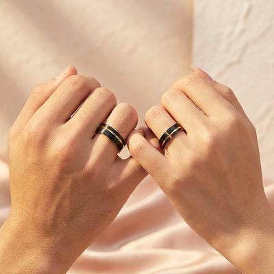 Emmove | Tungsten Couple Rings | Black Wedding Bands